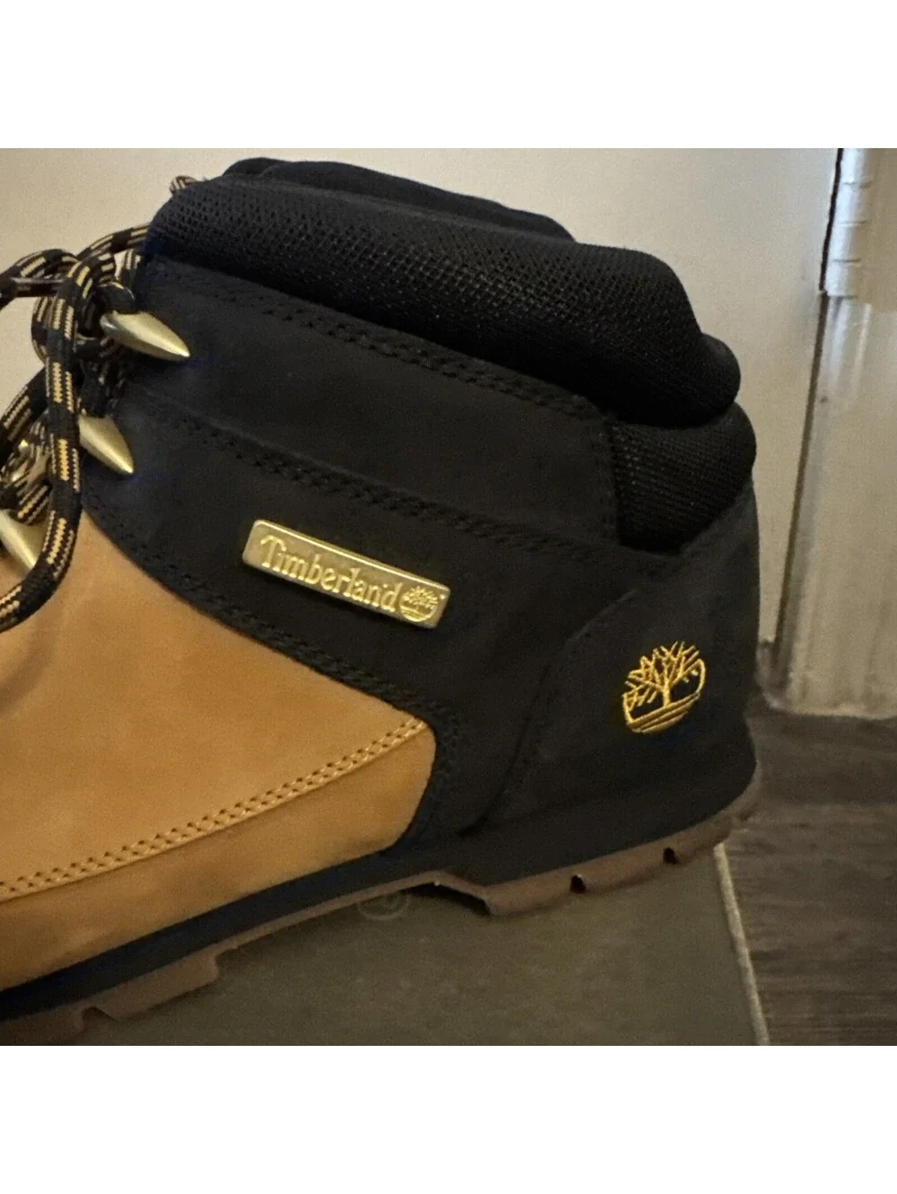 Timberland Euro Sprint Mid Hiker Boots Mens Size 13 Wheat Black EUC Box